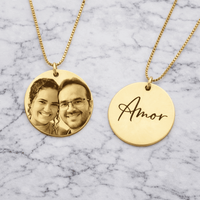 Colar Personalizado com Nome e Foto Banhado a Ouro 18k (Tamanho M)