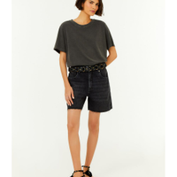 Bermuda Feminina Jeans Black Used Barra a Fio Preto