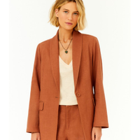 Blazer Feminino Alfaiataria Bolso Frontal - Marrom