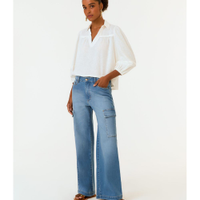 Calça Jeans Reta Cargo