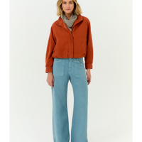 Calça Sarja Wide Leg Stone Bolsos