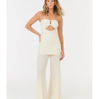 Calça Tricot Pantalona Com Nervuras