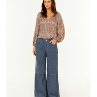 Calça Veludo Cotelê Wide Tachas