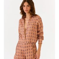Camisa Linho Estampa Hippie Compose Ginger