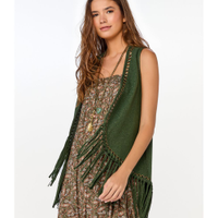 Colete Tricot Ilhos e Franjas