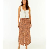 Saia Midi Linho Estampa Hippie Ginger