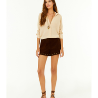 Short Veludo Barra Tachas