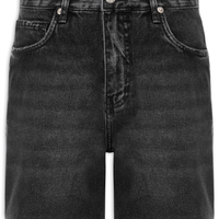 Bermuda Feminina Jeans Black Used Barra a Fio Preto