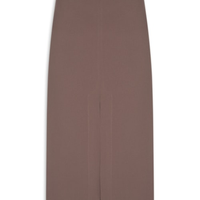 Saia Midi Com Fenda Frontal Em Crepe - Marrom