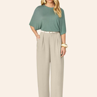 Calça Feminina Pantalona Alfaiataria - Bege