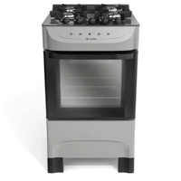 Fogão 4 Bocas Mueller MFV4BB com Acendimento Automático e Mesa de Vidro, Titânio