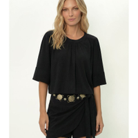 Blusa Feminina Manga Curta Pala - Preto