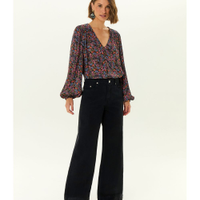 Calça Sarja Wide Leg Barra Larga