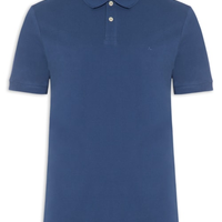 Polo Masculina Básica Regular Fit Em Piquet - Azul