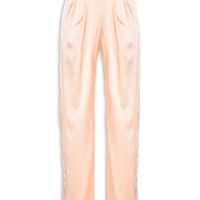 Calça Feminina Pantalona Cintura Alta Em Seda - Rosa