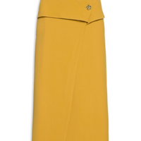 Saia Midi Em Crepe Com Transpasse - Amarelo