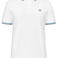 Polo Masculina Twin Tipped Regular Fit Em Piquet De Algodão - Branco