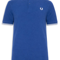Polo Masculina Twin Tipped Regular Fit Em Piquet De Algodão - Azul