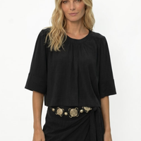 Blusa Feminina Manga Curta Pala - Preto