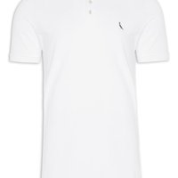 Polo Masculina Manga Curta Piquet Básica - Branco