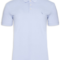 Polo Masculina Manga Curta Piquet Clássica - Azul