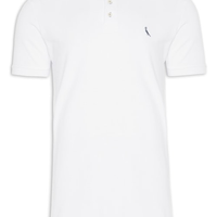 Polo Masculina Manga Curta Piquet Básica - Branco