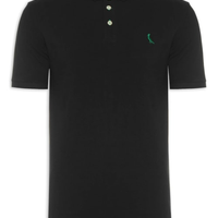 Polo Masculina Manga Curta Piquet Básica - Preto