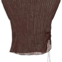 Blusa Feminina Baby Tee Plissê - Marrom