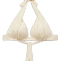 Parte De Cima De Biquíni Triângulo Shiny Satin - Off-White