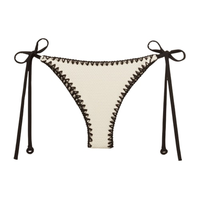 Calcinha De Biquíni Brasileira Com Amarração Bicolor Embroidery - Off-White