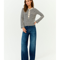 Calça Jeans Wide Leg Costura Deslocad