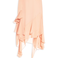 Saia Midi Assimétrica Em Chiffon - Bege