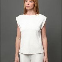 Blusa Feminina Ribana Com Linho Calvin Klein - Off White Blusa Feminina Ribana Com Linho Calvin Klein Off White Pp