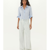 Calça Jeans Wide Leg Pregas