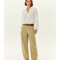 Calça Veludo Cotele Barrel Pregas