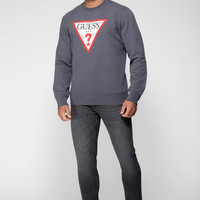 Blusa de Moletom Logo Degastado Guess Cinza