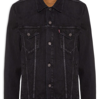 Jaqueta Jeans Masculina Relaxed Fit Trucker - Preto