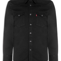 Camisa Jeans Masculina Manga Longa Barstow Western Standard - Preto