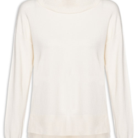 Suéter Feminino Alongado Em Tricot - Off White