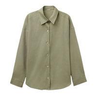 Camisa Curta Em Linho e Viscose - Verde