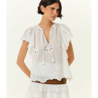 Blusa Manga Curta Bordado Lotus