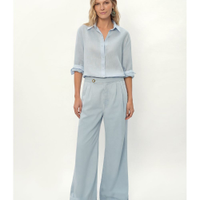 Calça Sarja Pantalona Pregas