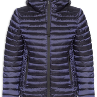 Jaqueta Feminina Puffer Forrada Com Gorro Destacável - Azul