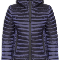 Jaqueta Feminina Puffer Forrada Com Gorro Destacável - Azul