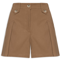 Short Feminino Com Pregas - Marrom