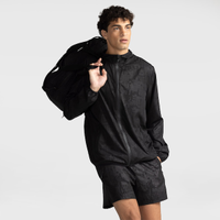 Jaqueta Corta-Vento Masculina Oxer com Capuz Tecido Plano Heat Embossed