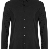 Camisa Masculina Social Regular Fit Algodão E Modal - Preto