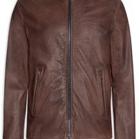 Jaqueta Masculina De Couro Sem Capuz L-Tad-Bkbx - Marrom