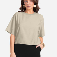 Blusa Feminina Manga Curta - Bege