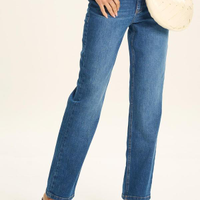 Calça jeans reta cintura alta azul